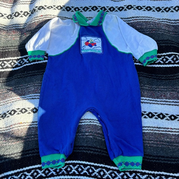 VTG ALEXIS TEDDY BEAR AIRPLANE GRAPHIC ONE PIECE ROMPER SIZE 12 MONTHS